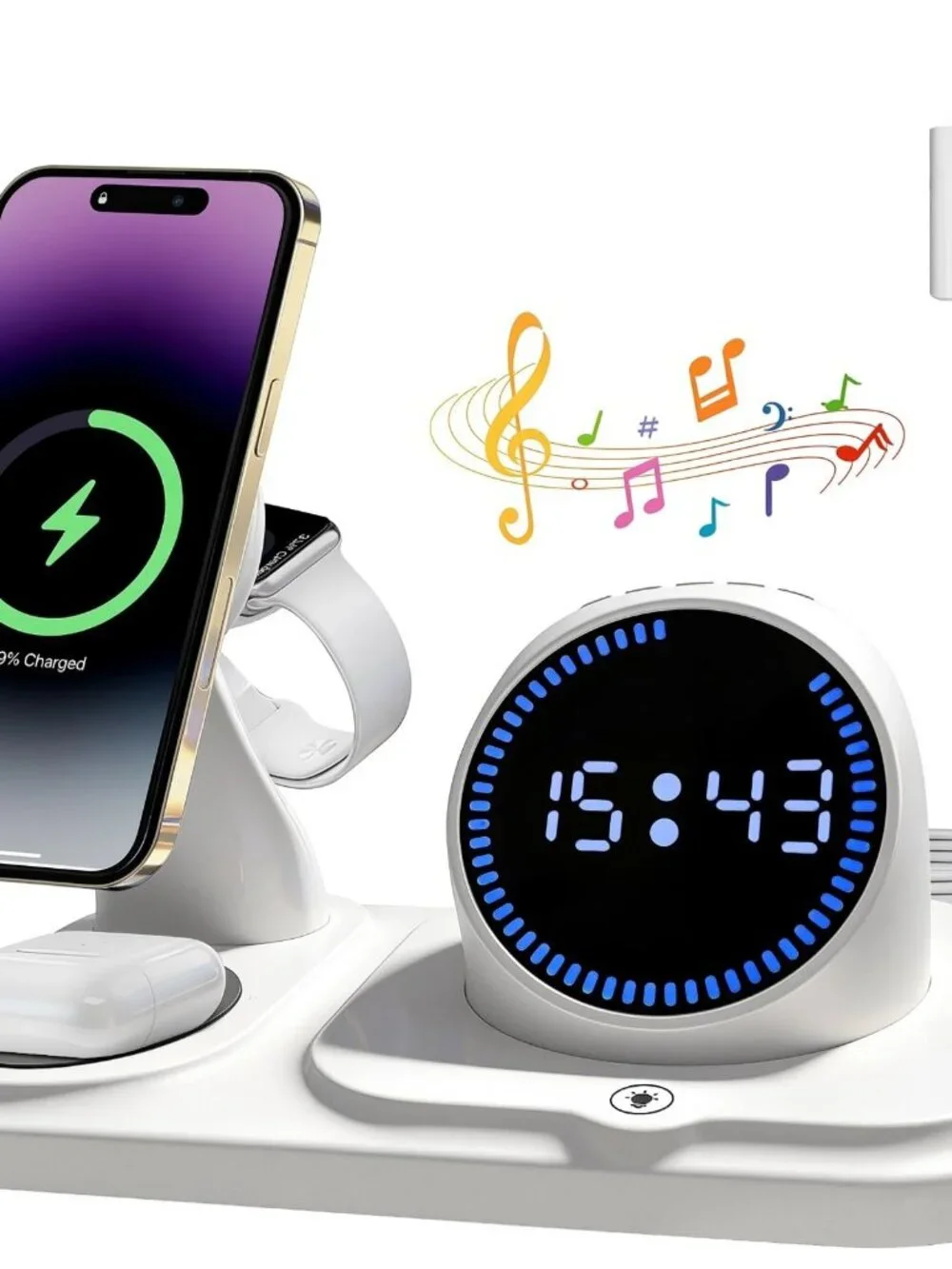 6 in 1 Wireless Charging Station with Bluetooth Speaker Fuction, Charging Stand